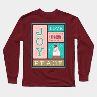 Fun Christmas Card Design In Pink & Aqua Long Sleeve T-Shirt